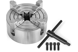 Husuper K72-125 Mandril De Torno Autocentrante 160 mm, Tornos de Mandril de Acción Simple de 4 Mordazas de 4,92" (125 mm), Fresado de Rectificadoras Internas y Externas Torno de Herramientas