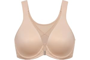 DELIMIRA Damski Biustonosz z przodem Zamknięciem Duży Rozmiar Korekcja Posture Bezszwowe Biustonosze z podwoziami Tshirt Głęboki dekolt