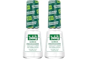 Valmy Química Endurecedora de Uñas con Ajo y Limón, Libre de Formaldehido, Tratamiento Esmalte Blanqueador y Endurecedor - 14 ml (2 Pack)