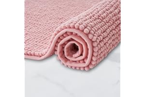Decomira Tapis de Bain Antidérapant en Chenille | Super Absorbant et Lavable en Machine | pour la Salle de Bain, Douche, Baignoire ou comme Tapis WC | Rose - 40x60 cm