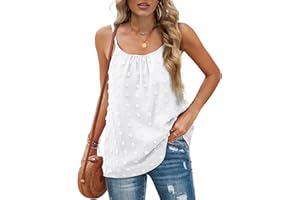 Aokosor Vests for Women Summer Tops Adjustable Strap Swiss Dot Chiffon Sleeveless Tank