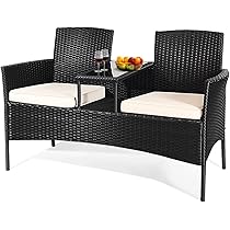 Panca Da Giardino In Polyrattan Con Tavolino - Cuscini Beige, Vetro Temperato - Design Moderno - Foto 2