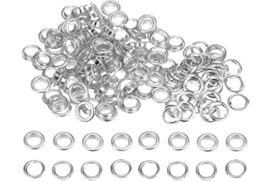 sourcing map Ojales Redondos 100 Kits, Ollaos de 10mm, Ojetes de Metal con Arandelas, para Álbumes de Recortes, Zapatos, Ropa, Cuero, Lienzo, Plateado Tono