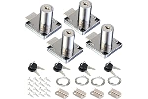 Fippy 4 Sets 32mm Möbelschloss Schrankschloss mit Universelle Schlüssel Schubladen Schloss Aufschraubschloss Postkasten Zylinder Schloss für Möbel Schränke Schreibtisch