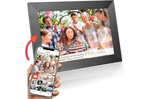 Grouptronics Gallery10 Easy To Use Wi-Fi Digital Photo Frame – 10 Inch, Send Photo or Video Via Free Phone App - Touch Screen, Auto Sleep & Rotate, Landscape or Portrait, 16GB - Black