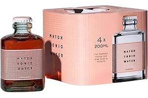 MATCH TONIC WATER Match Tonic Floral, Acqua Tonica, 4 bottiglie da 200ml, per Gin Tonic Floreali, con Note di Lavanda, di Fiori d'Arancio e di Gelsomino, Basso Contenuto di Zucchero, Materiale 100% Riciclato