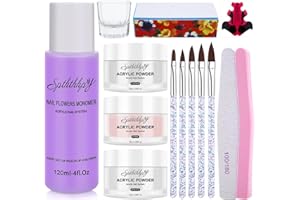 SPTHTHHPY Set Polvere e 120ML Liquido Acrilico Per Unghie，3 Colori（Trasparente, Rosa, Bianco)，Adatto a Principianti ed Esperti di Unghie ，Nessuna Lampada UV Richiesta