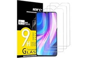 NEW'C 3 Piezas, Protector Pantalla para Xiaomi Redmi Note 8 Pro, Redmi 9 Cristal templado Antiarañazos, Antihuellas, Sin Burbujas, Dureza 9H, 0.33 mm Ultra Transparente, Ultra Resistente