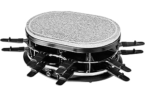 K KALORIK Kalorik Multifunktionsraclette für bis zu 16 Personen, Oval, Inklusive 16 Pfännchen, 1600 W, Schwarz, 2. Etagen; TKG RAC 1019