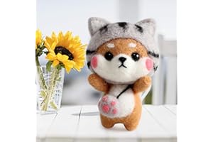 SALUTUYA Kit de fieltro de aguja de lana, kit de fieltro para principiantes, no terminado, bricolaje, muñeca de perro, fieltro de lana, artesanía hecha a mano, suministros de fieltro de aguja