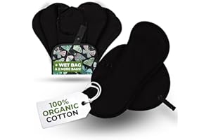 NATISSY ÉcoConfort Protèges Slip Lavables Réutilisables en Coton Bio pour Pertes Blanches (M, x7); Lavables à Haute T°, 100% Respirants, Protection Féminine SEULEMENT pour Usage Quotidien, Douce (Sans PUL)