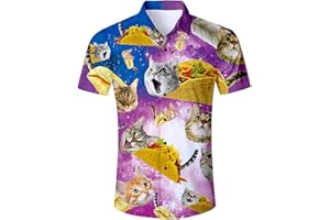 ALISISTER Mens Hawaiian Shirt 3D Print Casual Button Down Ugly Shirts Beach Holiday Aloha Short Sleeve Shirt