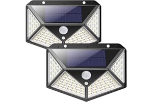 IPOSIBLE Luce Solare LED Esterno,【270°Angolo Illuminazione-2200mAh】100LED Lampada Solare con Sensore di Movimento Luci Esterno Energia Solare 3 modalità Lampade Solari Impermeabile per Giardino,Parete- 2 Pezzi