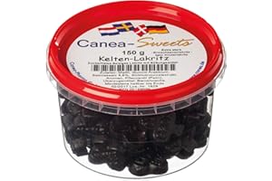Canea-Sweets Extrastarkes zuckerfreies Salzlakritz, KELTEN Lakritz zuckerfrei Dose, 1er Pack (1 x 150 g)