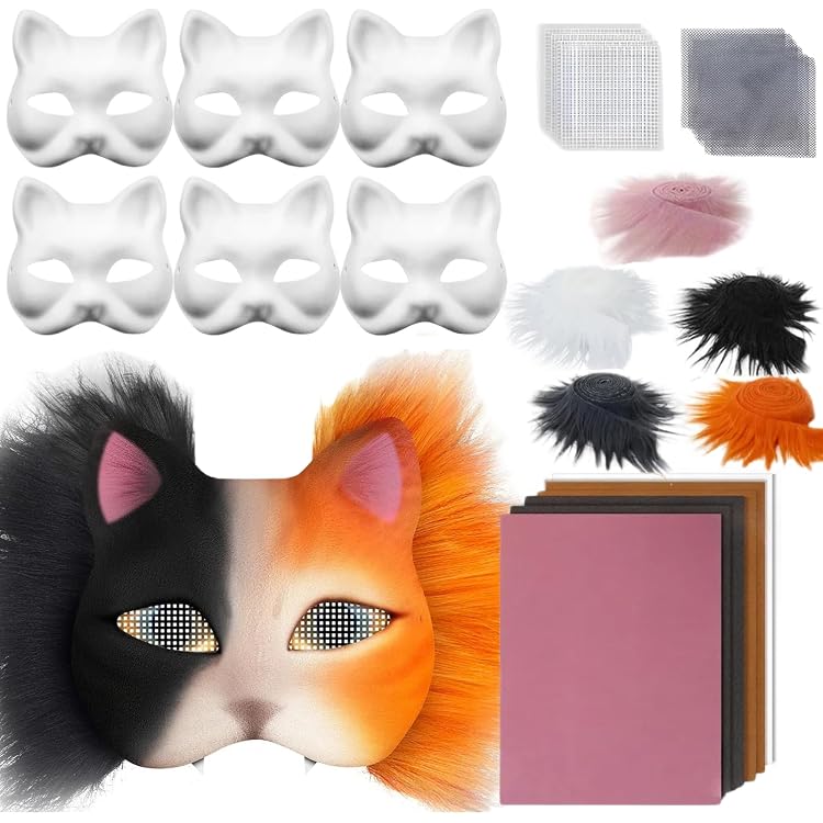 Kit De Máscaras Therian DIY - Máscaras De Gato Para Pintar Y Personalizar, Ideal Cosplay Y Halloween