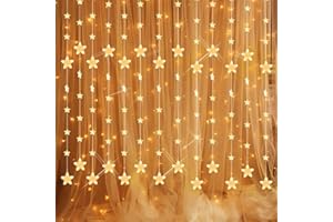 Yinuo Mirror Lichterketten, 80 Sterne 144 Leds 2mx1.5m Anschließbar Sternenvorhang mit 8 Modi Fernbedienung fensterlichterketten weihnachten Weihnachtsbeleuchtung für Fenster Dekorat