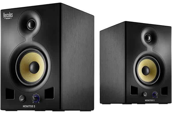 Hercules Monitor 5 – Paire d’enceintes actives de monitoring bi-amplifiées 2x80 watts – Haut-parleurs 5 pouces
