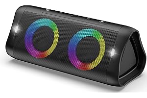 DONOW Bluetooth Speaker with Light, 30 W Stereo Sound, Music Box Bluetooth Box with IPX5 Waterproof, Dual Bass Drivers, 20 Hours Battery for Home, Outdoor (Black)
