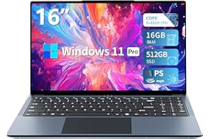 WEXULTOR PC Portatile 16 Pollici, Notebook Core I5-8210Y Processore, Notebook 16GB RAM 512GB SSD, Laptop 1920*1080 IPS FHD Schermo, Notebook USB 3.0/Type-C/Mini HDMI/TF Card to 1TB, Tastiera Retroilluminata