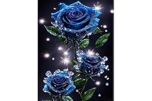 OdiuK 5D DIY Full Drill Diamond Painting Bilder, Mosaikherstellung Malen Nach Zahlen, Blaue Rose Diamond Painting Cross Stickerei Malerei Set für Home Wand Décor Halloween Geschenk 30 x 40cm
