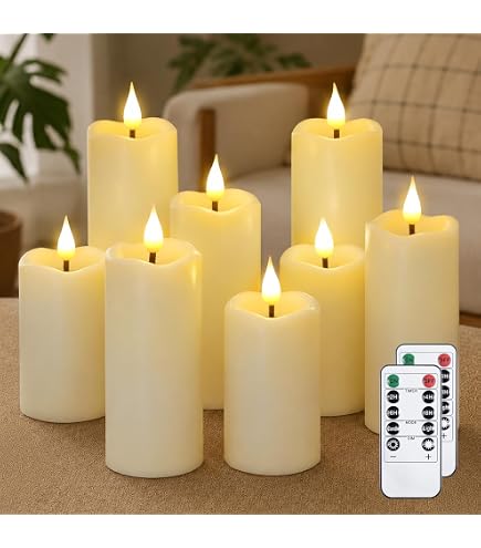 Auralome LED Kerzen Mit Timer – 5er Set Echtwachs, Flackernde Flamme, Fernbedienung, Batteriebetrieb – Für Innen & Außen, Elfenbeinweiß LED Kerzen Echtwachs Timer