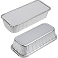 STACKABLES ~ Pack of 15 Large Rectangular Foil Trays 27 x 11.5 x 4.5cm ~ Large 1.5 Litre Loaf Aluminium Foil Pans with Lids for Baking Cooking Storing & Freezing