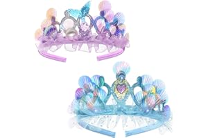 YOAEYOK Tiara a Corona da Principessa Bambina, Corona a Tema Sirena Tiare per Festa di Compleanno, Tiare Principessa Sparkling, per Feste di Compleanno, Feste a Tema, Accessori per Feste in Maschera