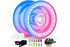 ShungRu Yoyo Kids K1 Crystal Blue Pink, Responsive Yoyo for Kids Beginners, Trick Yoyos Plastics Yo yo Ball, Replacement 12 Strings + Yo Yo Glove + Yo-Yo Case Bag + 2 Hubstacks