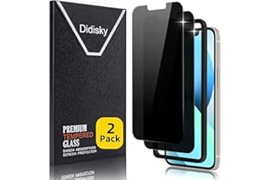 Didisky 2 Unidades Protector de vidrio de privacidad templado con marco de montaje en pantalla para iPhone 16e, iPhone 13, iPhone 13 Pro, iPhone 14 6.1'', Anti-voyeur,Fácil instalación,Dureza 9H