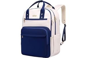 ‎CAFELE 17 Zoll Laptop Rucksack für Frauen Männer Mode Arbeit, große Kapazität wasserdichte Tasche mit USB-Port, College Daypack Business Travel Rucksack, blau-weiß