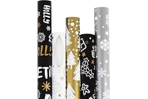 VEYLIN Christmas Wrapping Paper - 5 x 3M Roll Xmas Wrapping Paper Roll for Gift Boxes Festival Decoration (43.2cm x 15M)