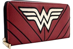 Wonder Woman DC Étoiles & Rayures Costume de Guerrière Emblème Porte-Monnaie/Portefeuille Pochette Poche à Monnaie & Porte-Cartes, Rouge