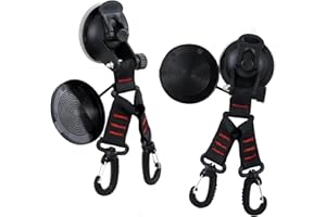 Cokritsm 2Pcs Heavy Duty Suction Cups with 4 Hooks，Strong Suction Cups Hooks，Suction Cups Clips For Glass， Material Handling Sup Accessories Roof Top Tents For Trucks，Camper Shell Clamps，Van Tent