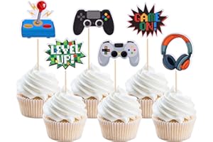 SYKYCTCY 36 Stück Videospiel Tortendeko Geburtstag Glitter Gaming Happy Birthday cupcake toppers Videospiel Thema Muffin Dekoration für Jungen Kindergeburtstag Spiel Thema Party Dekoration