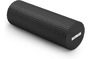 KAYMAN Sports Foam Roller Sports Recovery, Deep Tissue Muscle Tension Relief & Circulation Increase Portable & Lightweight Self Massager for Back, Legs, Gym, Pilates & Yoga EVA 44.5 x 15cm (Black)