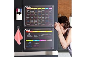 AEDCBAIDE Calendrier magnétique effaçable, 2 pièces planificateur hebdomadaire et planificateur mensuel effaçable, Planificateur de repas pour la cuisine Mémo ou rappel d'événement 2024 (40x30cm)