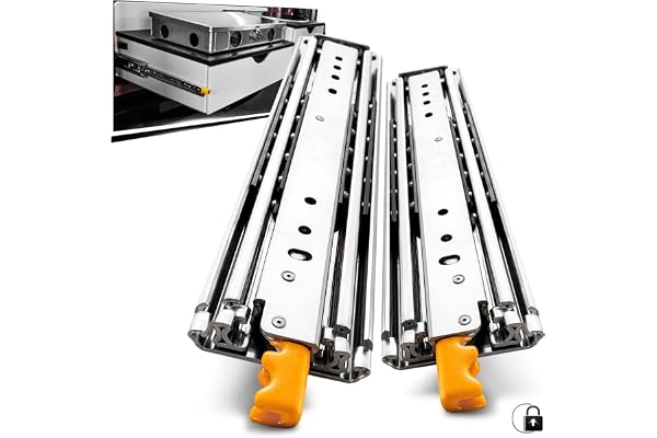 AOLISHENG Glissiere Pour Tiroir Charge Lourde 1000 mm Avec Serrure 190 kg Pour Camping & Car Van Garage Coulisse Sortie Totale Rail Coulissant Industriel Glissière a Bille Latéral 1 Paire(2 pièces)