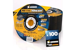 Disque a tronconner 125 metal (100 pièces) - Ø125x1x22.23mm - Disque a tronconneuse metaux Metal Racer by AMBOSS WERKZEUGE - Disque meuleuse 125 pour acier, acier inoxydable et meuleuse angulaire