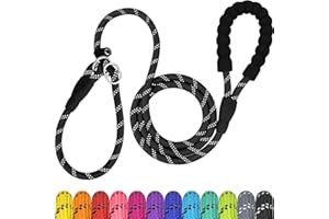 TagME Reflectante Correa Perro Adiestramiento,Correa Retriever,Correa de Entrenamiento,Correa Ajustable Perro Grande,Ø12mm x 185cm,Negro