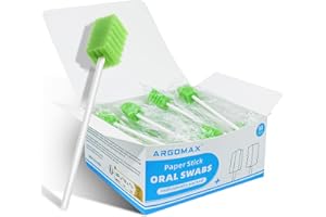 ARGOMAX - Tamponi orali usa e getta, tamponi in spugna dentale sterili non aromatizzati per la pulizia della bocca e delle gengive, forma a dente di sega, verde, 50 pezzi.