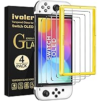 ivoler 4 Stück Schutz Glas Kompatibel für Nintendo Switch OLED Modell 7 Zoll 2021 Modell, Schutzfolie Mit Positionierhilfe, 9