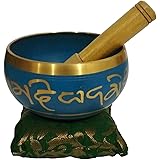 Purpledip Bell Metal Singing Bowl: Dhyana Musical Instrument for Meditation, 4.5 Inches, Blue (12128): 