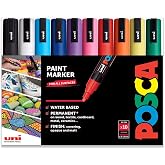 Posca PC-5M Su Bazlı Kalıcı Marker Boya Kalemleri - 2,5 mm Orta Mermi Ucu - 10'lu Paket