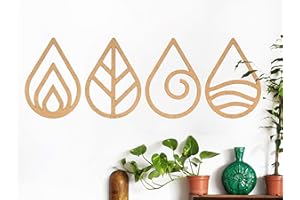 CONTRAXT Elemente dekoration modern aus Holz. Mandala boho vintage wand esoterik geschenke wanddeko wohnzimmer holz retro Spirituelle deko zen meditation schlafzimmer (Vier Elemente, MDF)