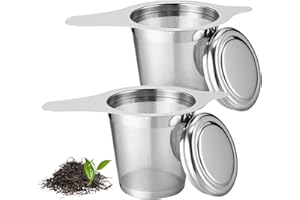 HIXAVA 2 Pièces Infuseur Thé en 304 Acier Inoxydable, Infuseur à thé Trou Fin, Réutilisable Infuseur à Thé, Filtre à Thé Pour Tasses Et Théières De Différentes Tailles
