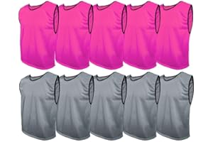 SPORTSBIBS Football Vest Set of 10: 2 Colours - 5 of Each Colour, for Children and Adults, Marking Shirt Training Bibs without Logo, Team Game Bibs for Men, Women, Seniors, Juniors