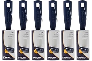 Korbond - Lote de 6 Rodillos de Pelusa de 5 m con 210 Hojas Adhesivas, Inodoro, para Todas Las Telas, Elimina el Polvo, el Pelo de Mascotas y la Pelusa de los Muebles y la Ropa SIN Dejar RESIDUOS