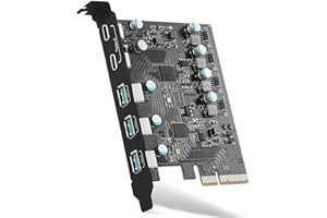 YEELIYA Scheda da PCIe a USB 3.2/3.1 Gen 2, 5 Porte Scheda di espansione USB 20Gbps Interna PCI Express USB3 per PC Windows 10/8/7 MAC OS