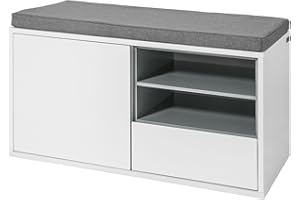 SoBuy® Scarpiera da ingresso, panchina con cuscino e cassetto,L80cm, FSR37-W,IT
