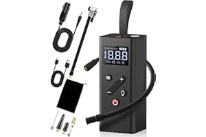 IFYFUL Portable Tyre Inflator | 150PSI Cordless Air Compressor | Battery Power Plus 12V DC | AUTO SHUTOFF | with Tyre Pressure Gauge for Car Tires and Other Inflatables | Black